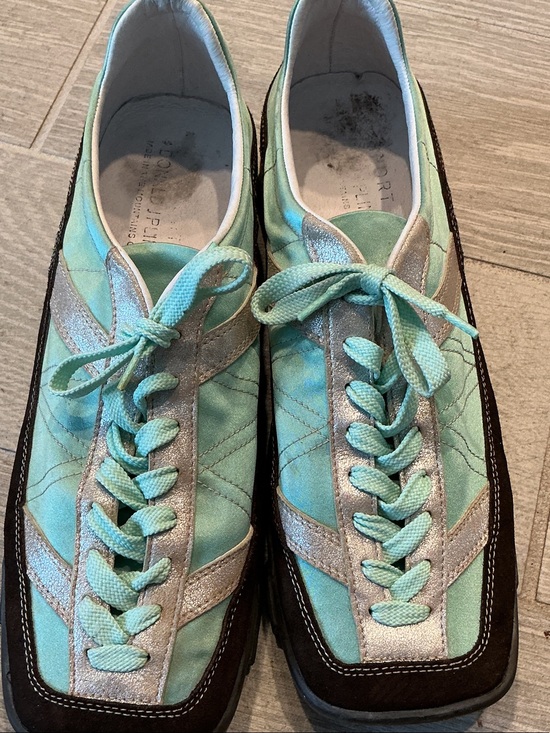 Donald J. Pliner Other - Donald J. Pliner Mint Green and Silver Men's Square Toe  Vintage Sneakers Sz 11M